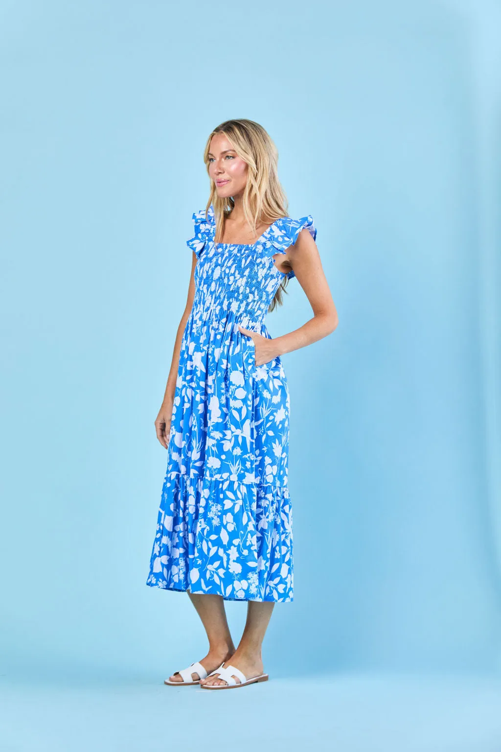 Charlotte Dress in Azul Wildflower