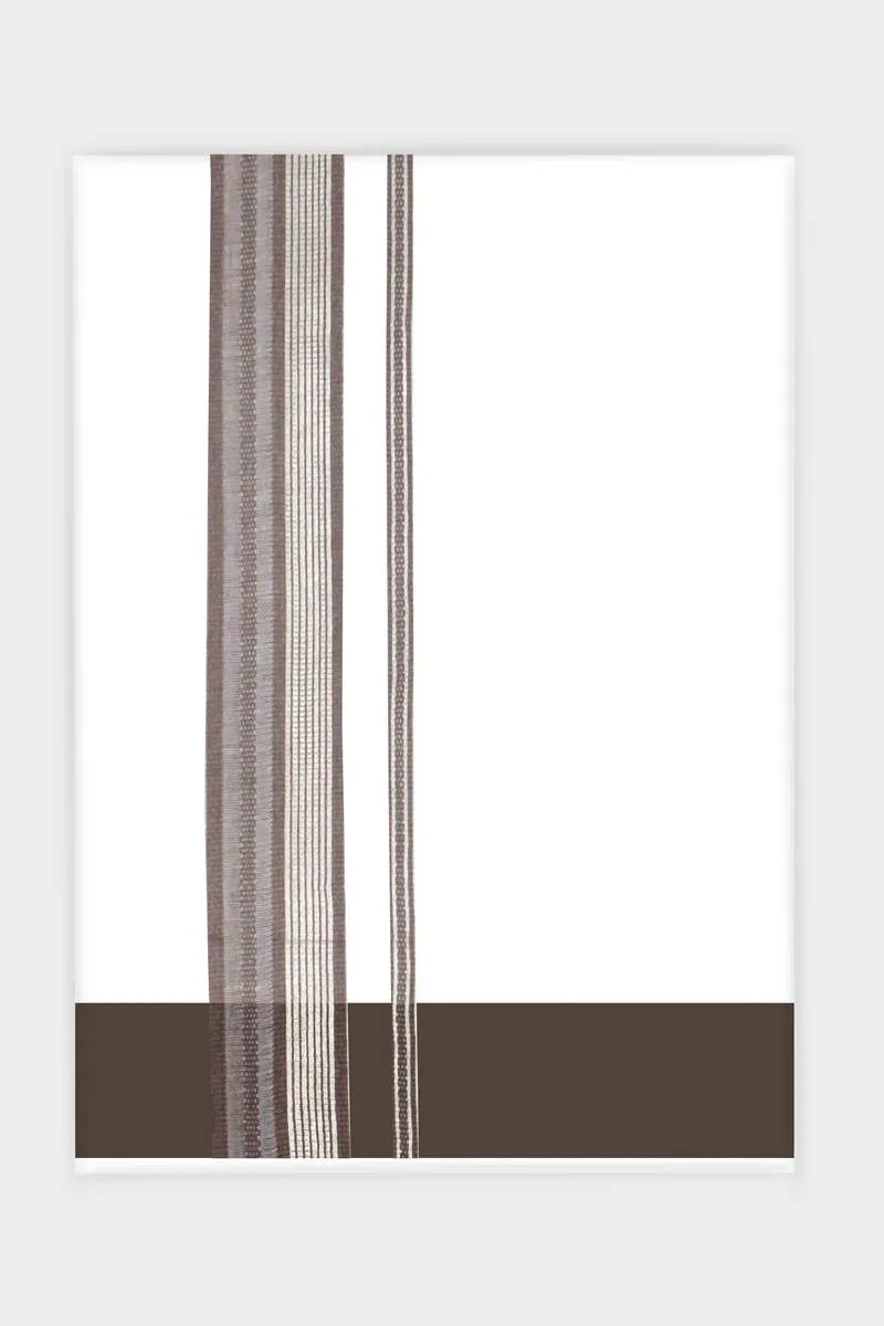 Classic Imran - Taupe Brown Smooth Cotton Double Layered Dhoti With Fancy Borders | Uathayam