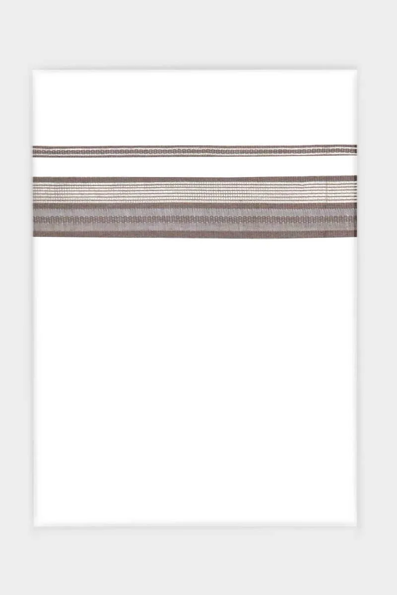 Classic Imran - Taupe Brown Smooth Cotton Double Layered Dhoti With Fancy Borders | Uathayam