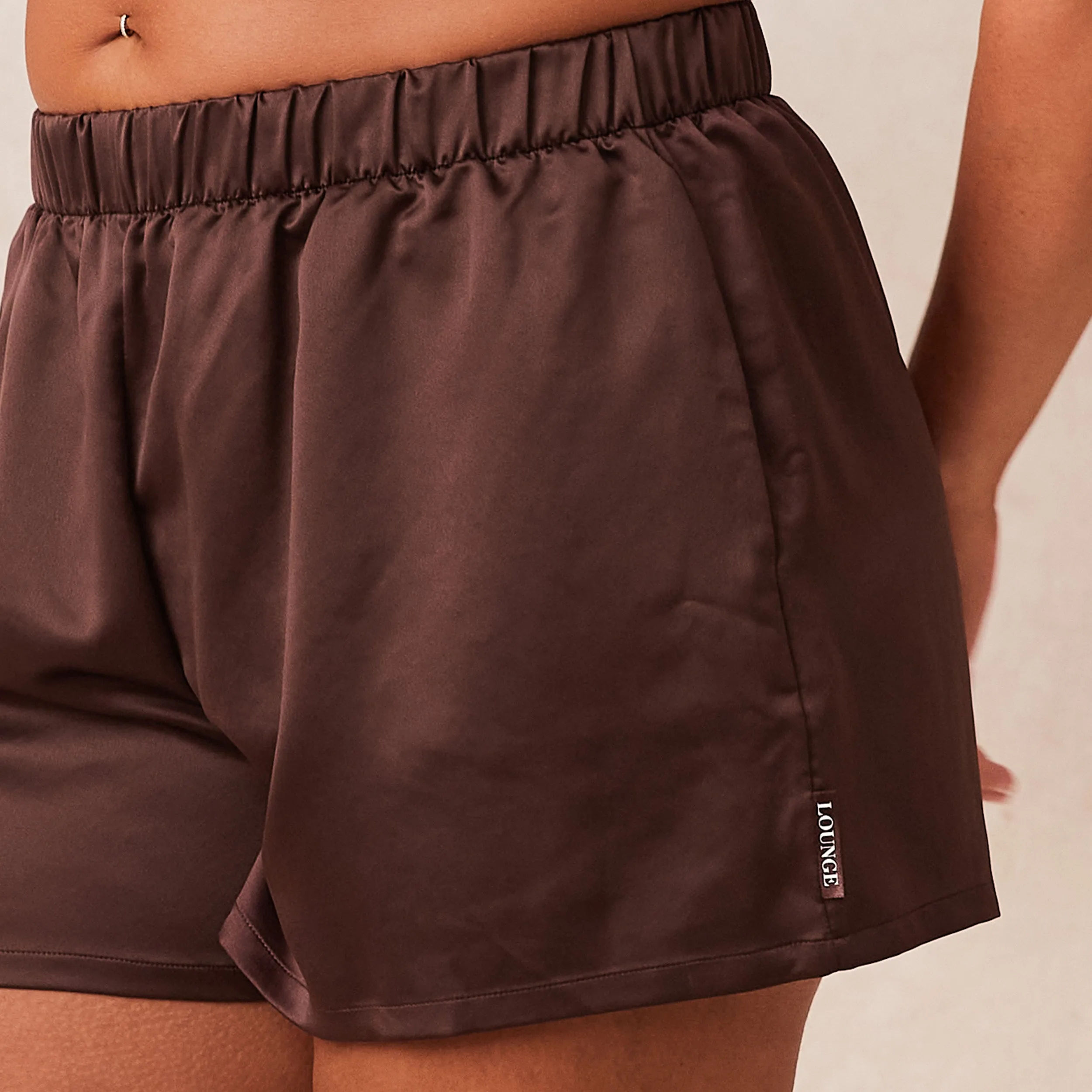 Classic Satin Short de Pyjama - Chocolat