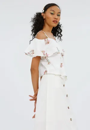 Cold Shoulder Blouse with Flare