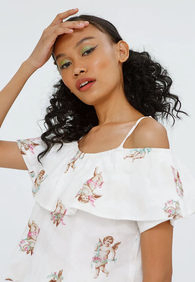 Cold Shoulder Blouse with Flare