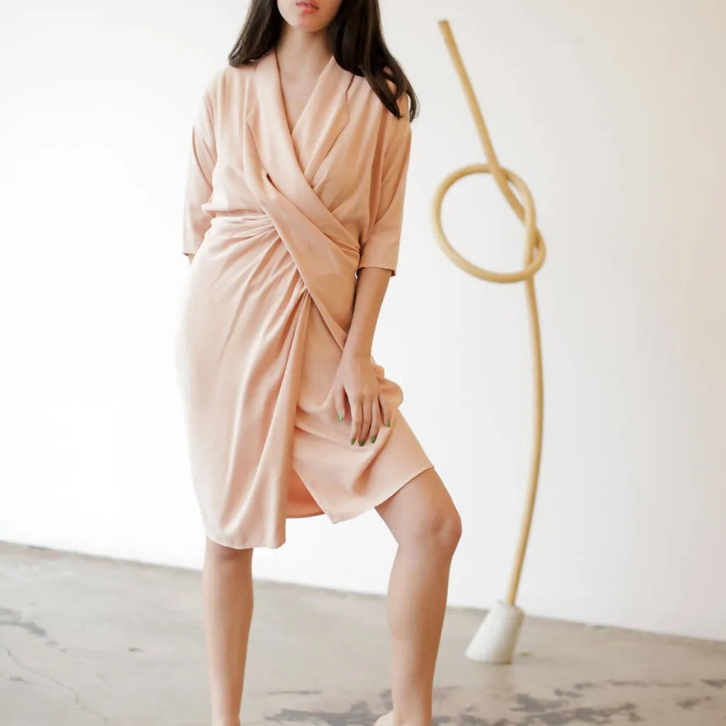 Collar Cowl Dress- Blush
