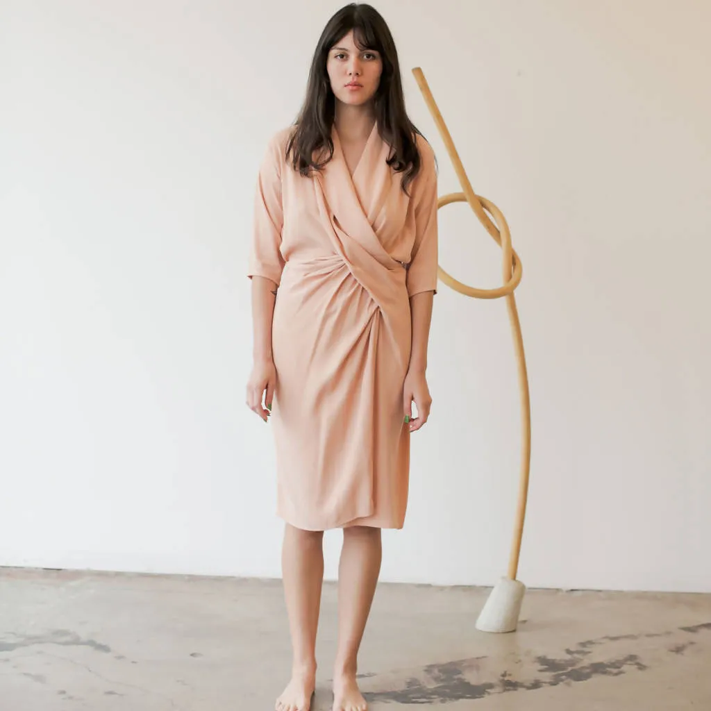 Collar Cowl Dress- Blush