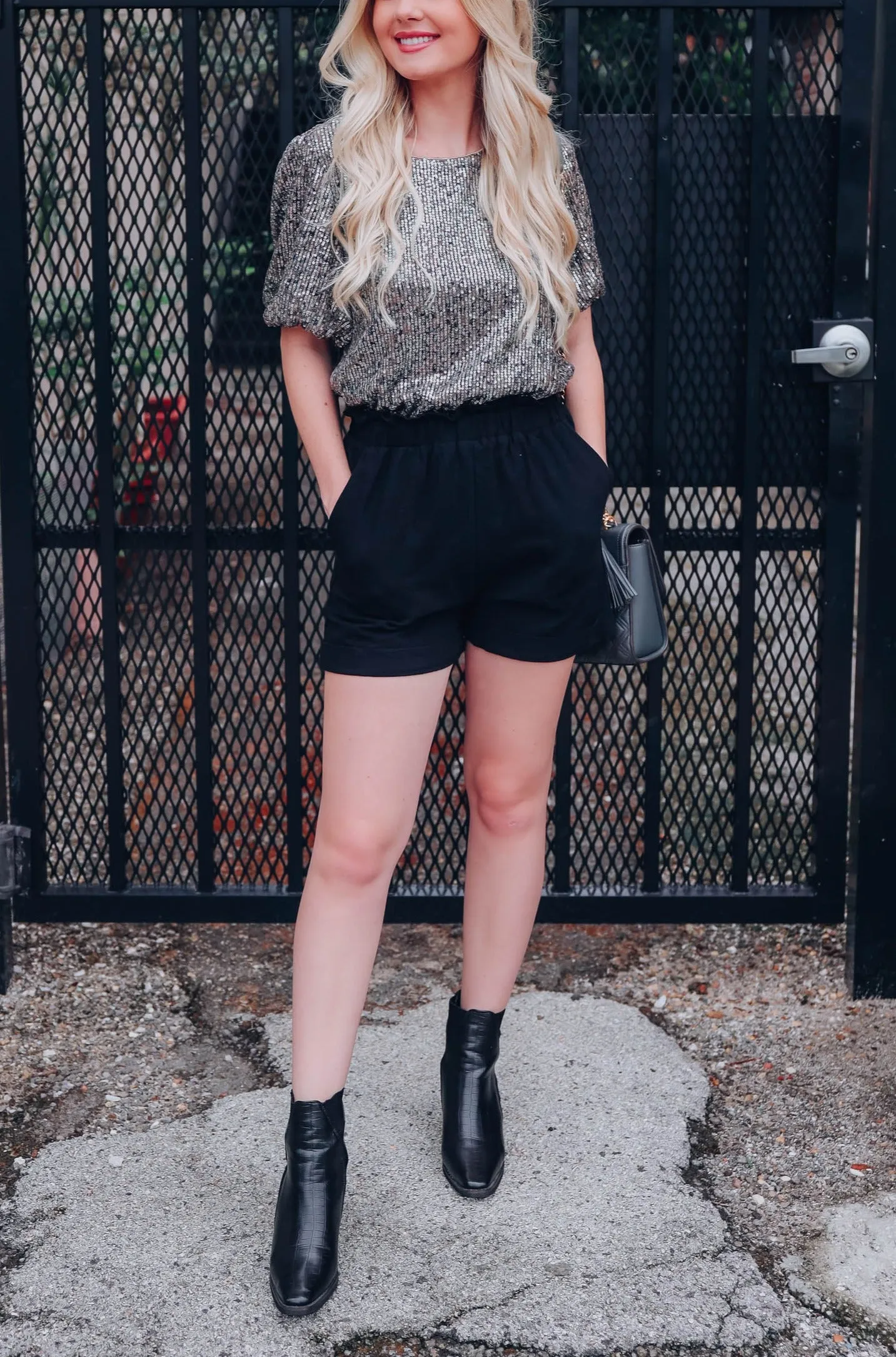 Collins Ruffle Waist Shorts - Black - Final Sale