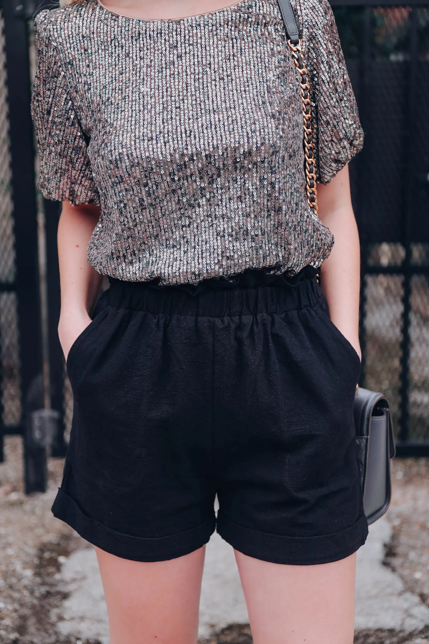 Collins Ruffle Waist Shorts - Black - Final Sale
