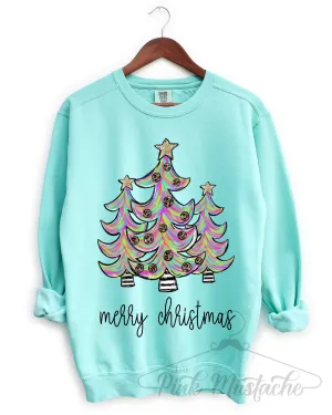 Comfort Colors Marble Trees Merry Christmas Sweatshirt - Adult Sizes