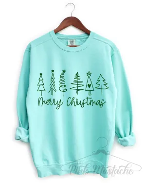 Comfort Colors Trees Merry Christmas Sweatshirt - Adult Sizes