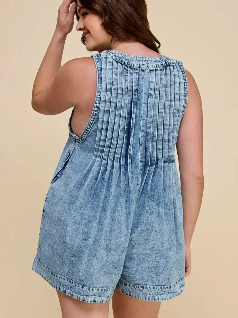 Concert Cutie Romper PLUS: Denim