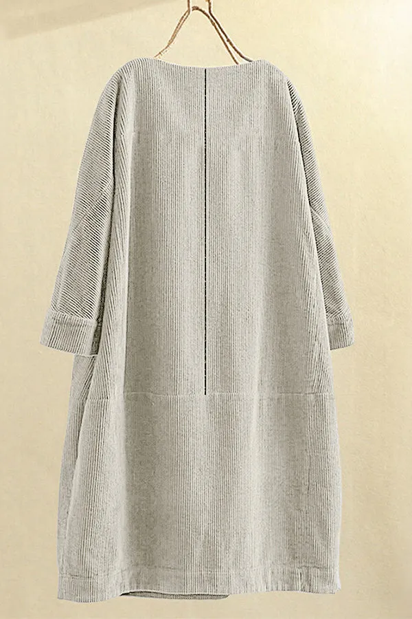 Corduroy Solid Color Loose Dress