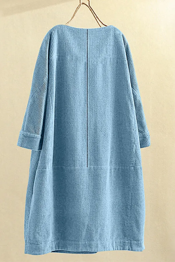 Corduroy Solid Color Loose Dress
