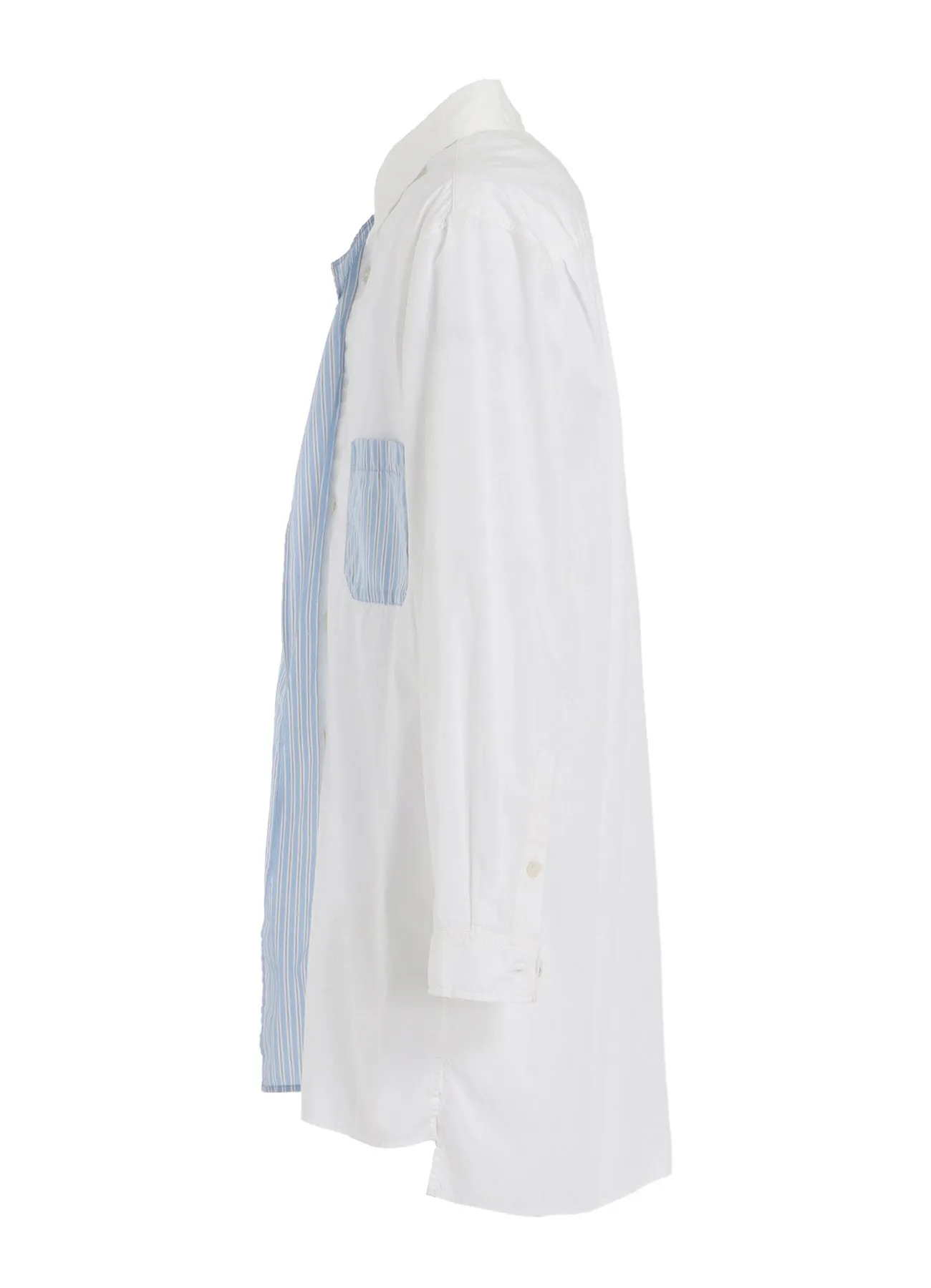 COTTON BROAD    STRIPE  SWITCHING RUFFLE SHIRTS