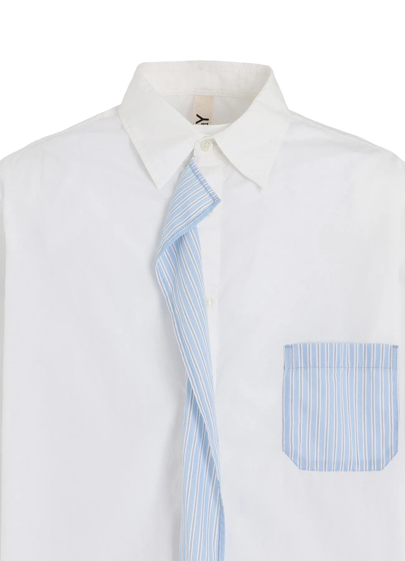 COTTON BROAD    STRIPE  SWITCHING RUFFLE SHIRTS