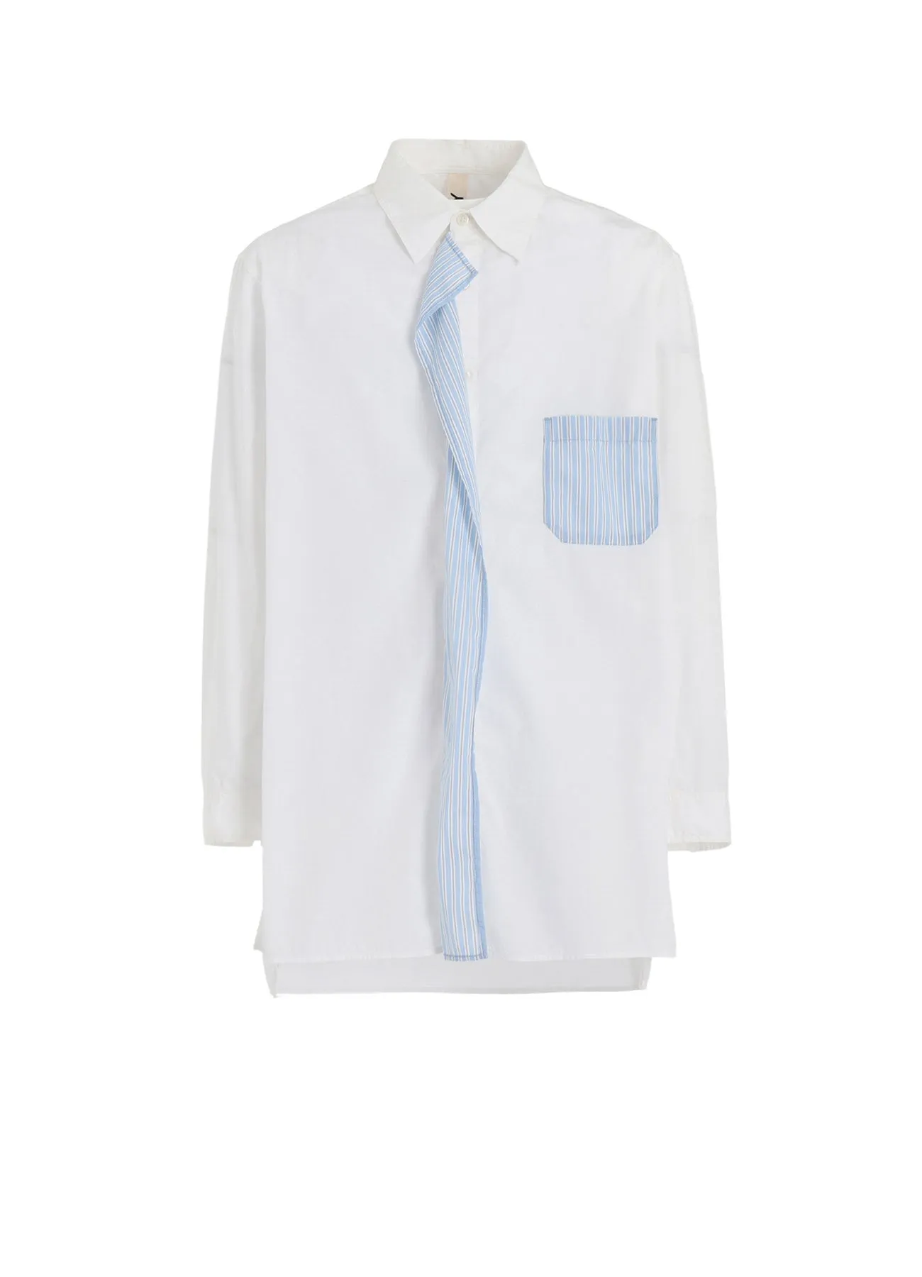 COTTON BROAD    STRIPE  SWITCHING RUFFLE SHIRTS