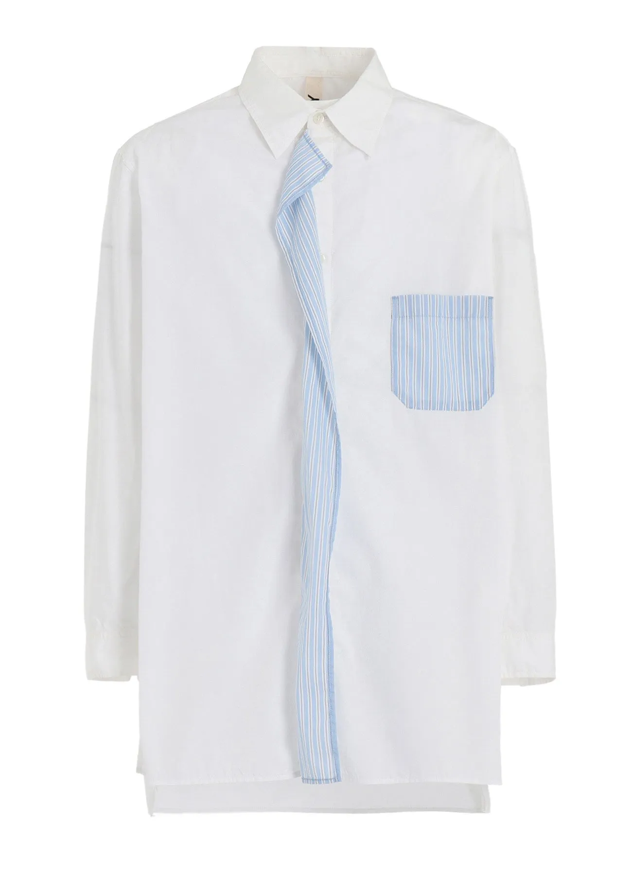 COTTON BROAD    STRIPE  SWITCHING RUFFLE SHIRTS