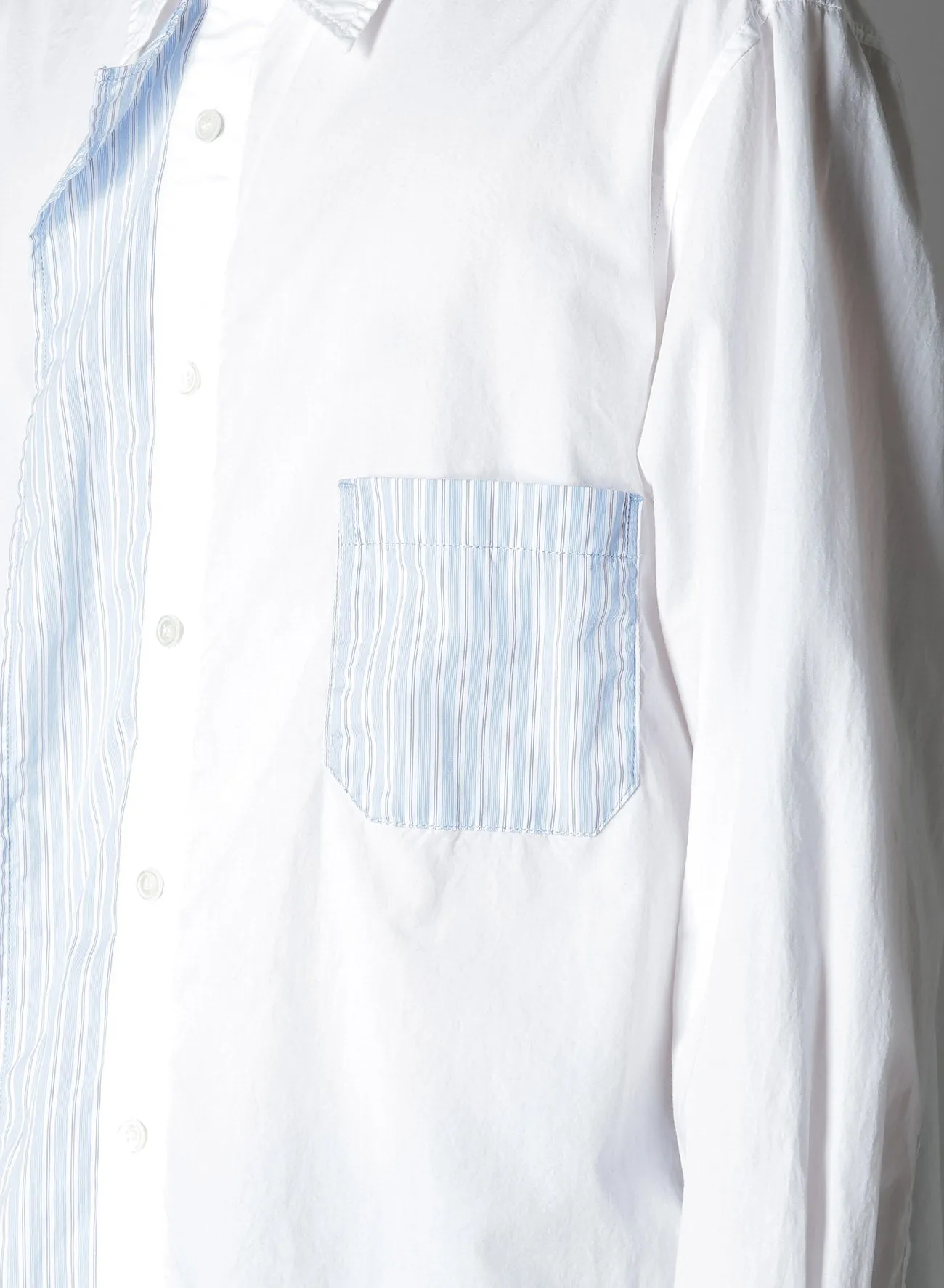 COTTON BROAD    STRIPE  SWITCHING RUFFLE SHIRTS