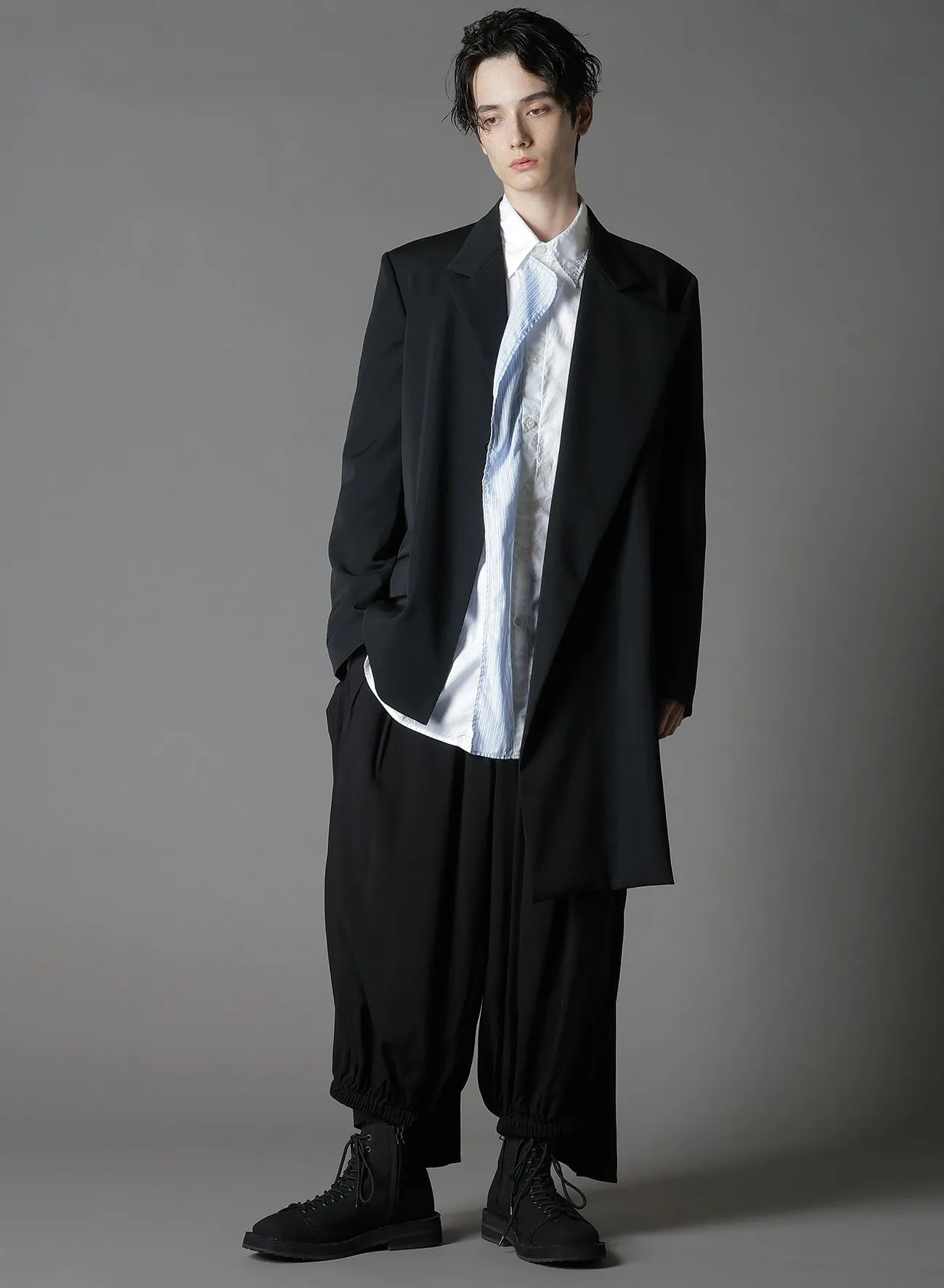 COTTON BROAD    STRIPE  SWITCHING RUFFLE SHIRTS