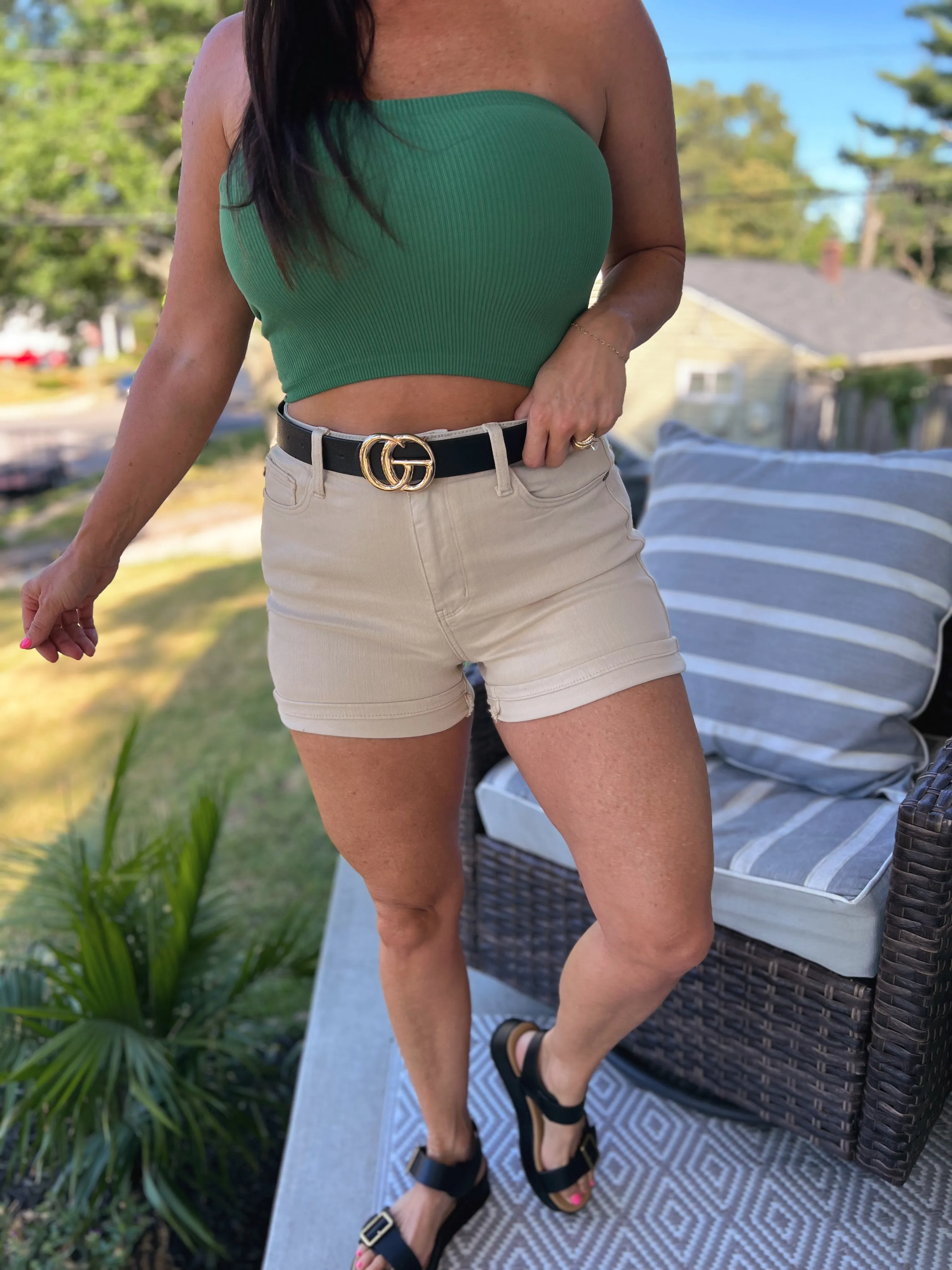 Cream Judy Blue Shorts