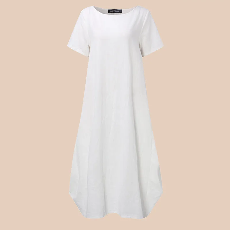 Crew-neck 3/4 Batwing Sleeve Maxi Dress Multiple Colors