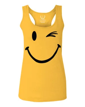 Cute Graphic Happy Funny Blink Smile Smiling face Positive  women's Tank Top sleeveless Racerback