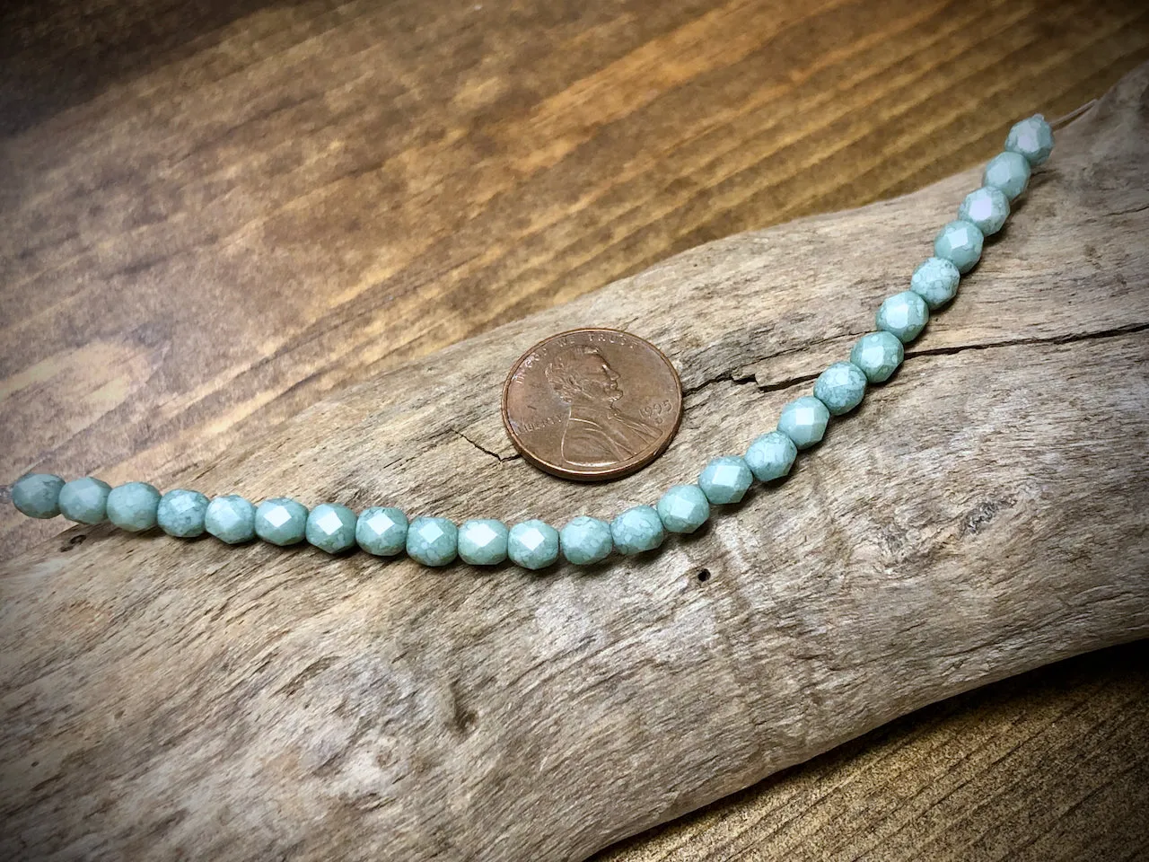 Czech Glass Fire Polished Bead Strand - Faceted Rounds - 5mm - 5”