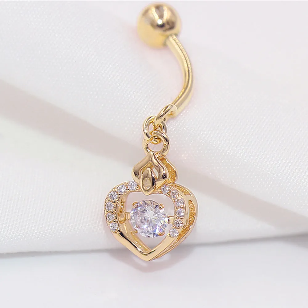 Dangle Heart Dancing Diamond Belly Button