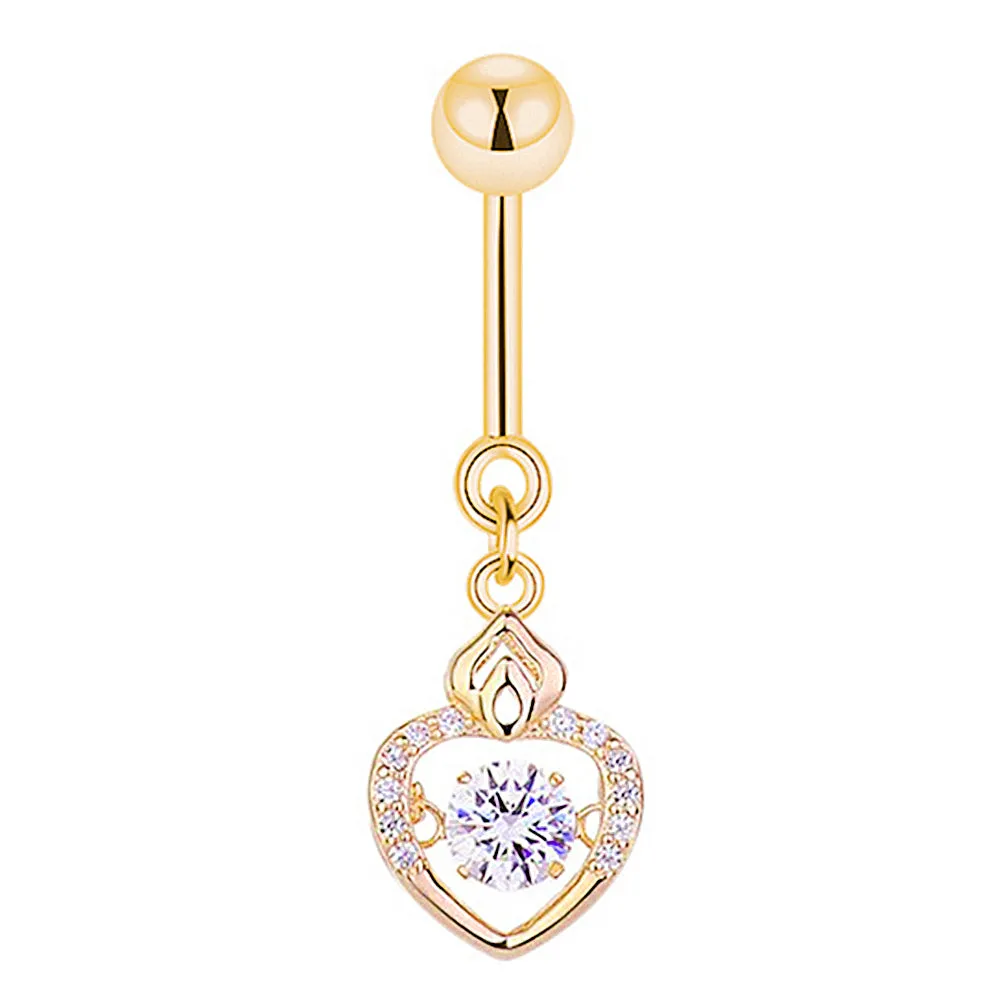 Dangle Heart Dancing Diamond Belly Button