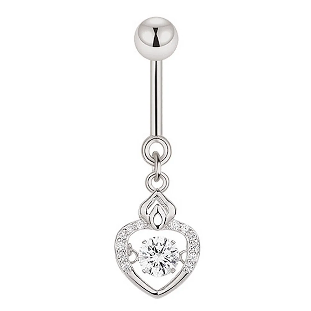 Dangle Heart Dancing Diamond Belly Button