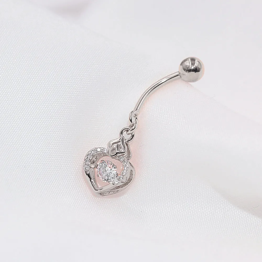 Dangle Heart Dancing Diamond Belly Button