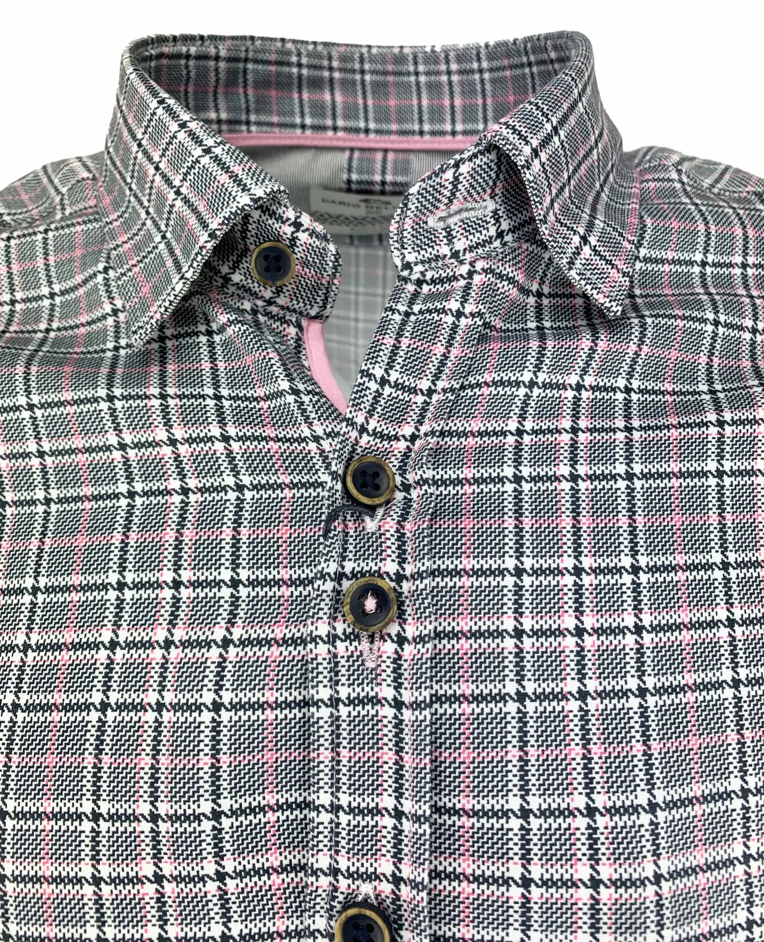 Dario Beltran Limpias Slim Fit Shirt Black Pink Check