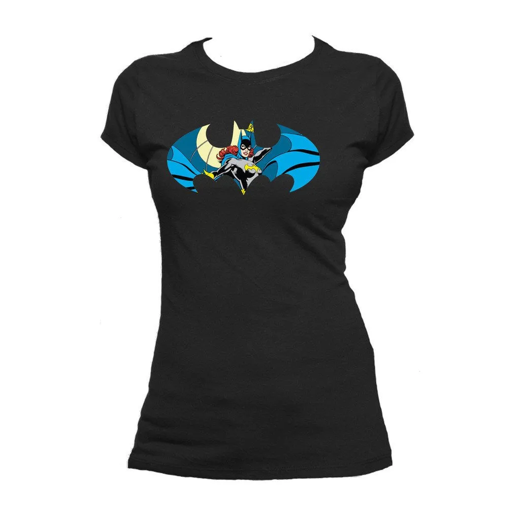 DC Comics Batgirl Logo Character Shield Official Women's T-shirt (Black)