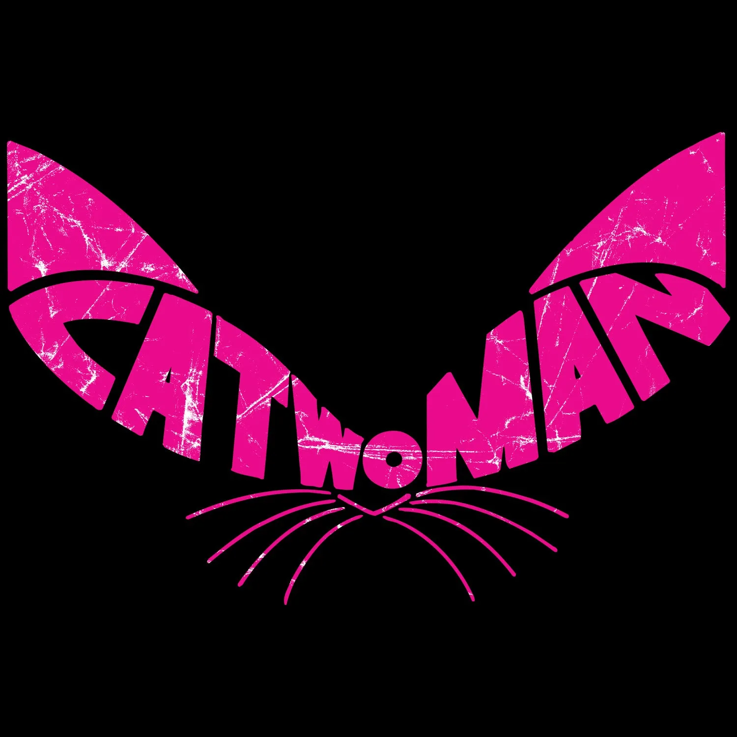 DC Comics Retro Catwoman Logo Ears Distressed Official Women's T-shirt (Black)