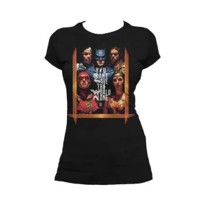DC Justice League Poster Save The World Official Women's T-shirt (Black)
