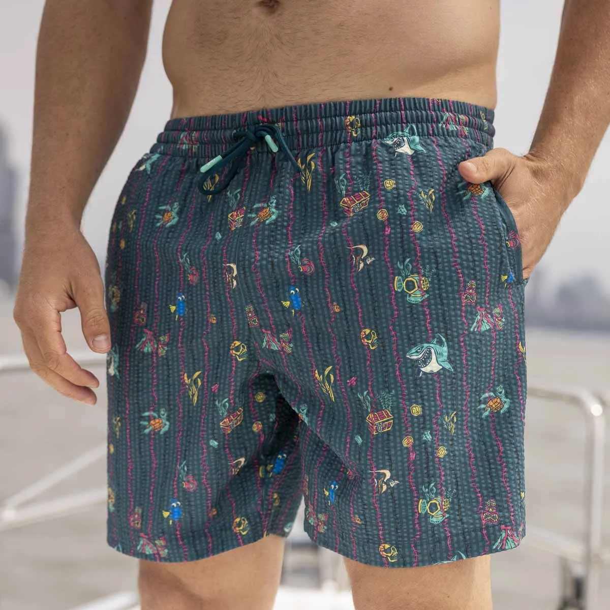 Disney and Pixar Finding Nemo "Shark Bait’s Buds" – Stretch Seersucker Hybrid Shorts