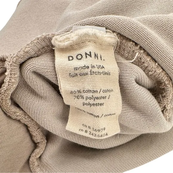 DONNI Gray Brown Towel Fabric Loose Fit Terry Henley Shorts sz M