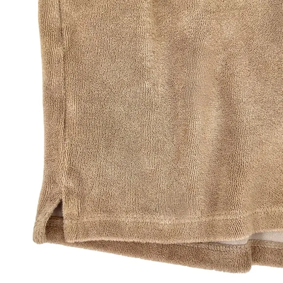 DONNI Gray Brown Towel Fabric Loose Fit Terry Henley Shorts sz M
