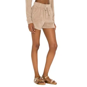 DONNI Gray Brown Towel Fabric Loose Fit Terry Henley Shorts sz M