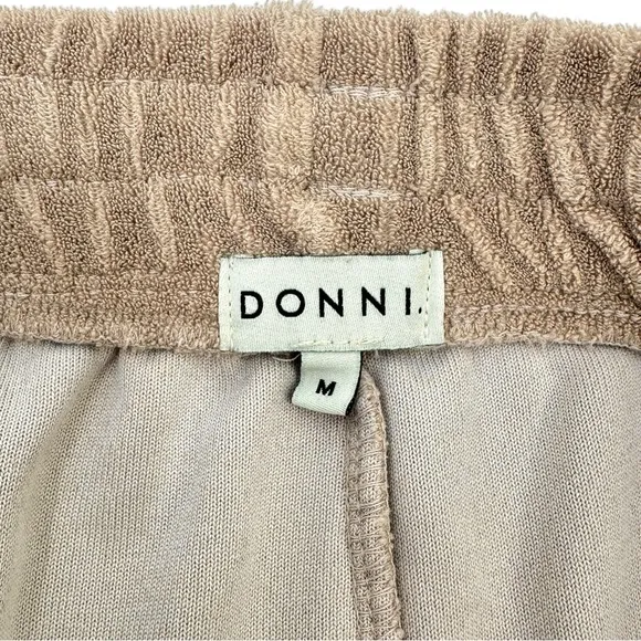 DONNI Gray Brown Towel Fabric Loose Fit Terry Henley Shorts sz M