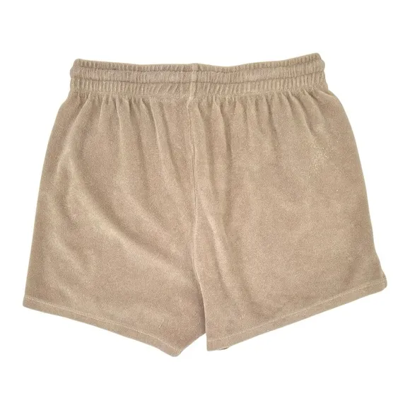 DONNI Gray Brown Towel Fabric Loose Fit Terry Henley Shorts sz M