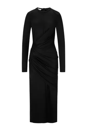 Draped Jersey Midi Dress | Midnight