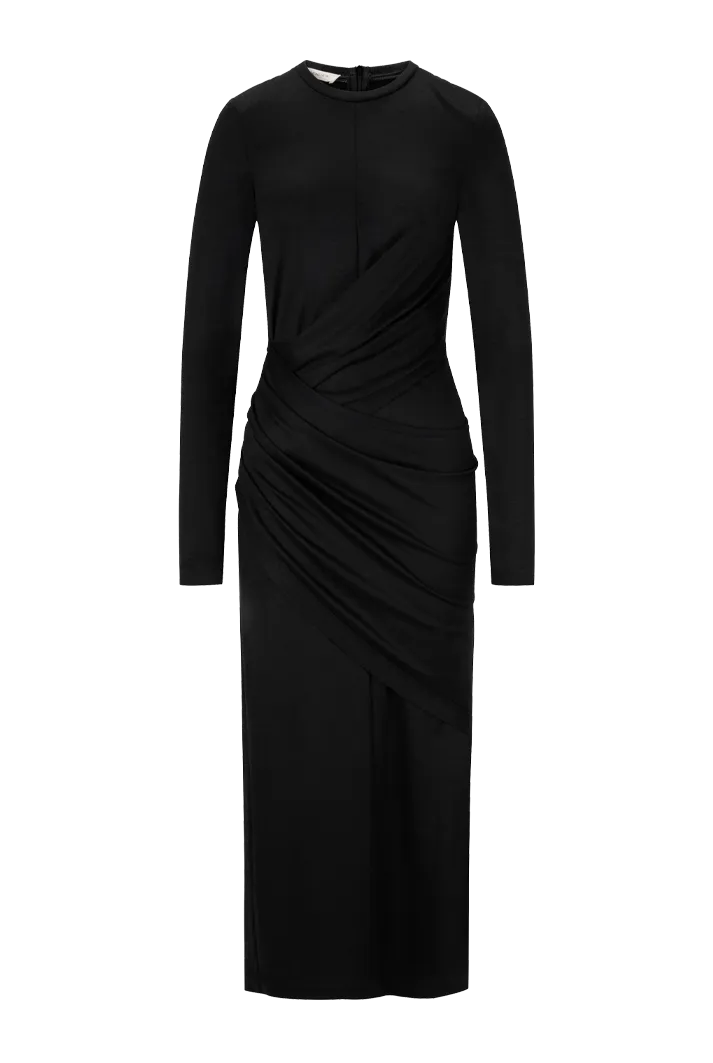 Draped Jersey Midi Dress | Midnight