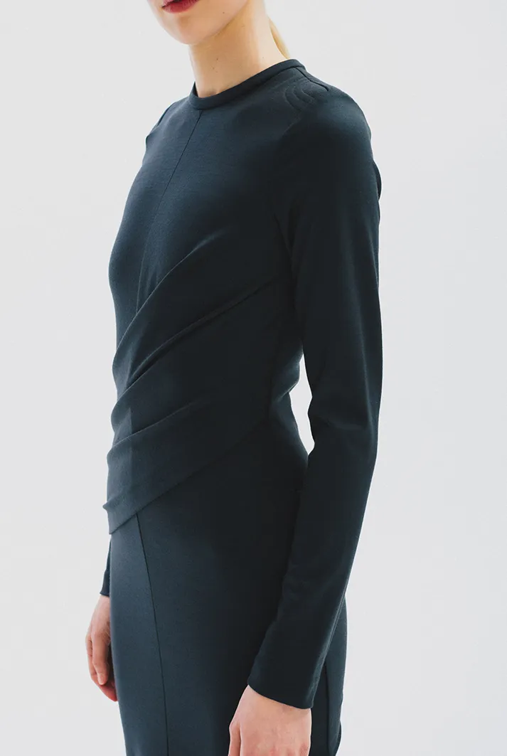 Draped Jersey Midi Dress | Midnight