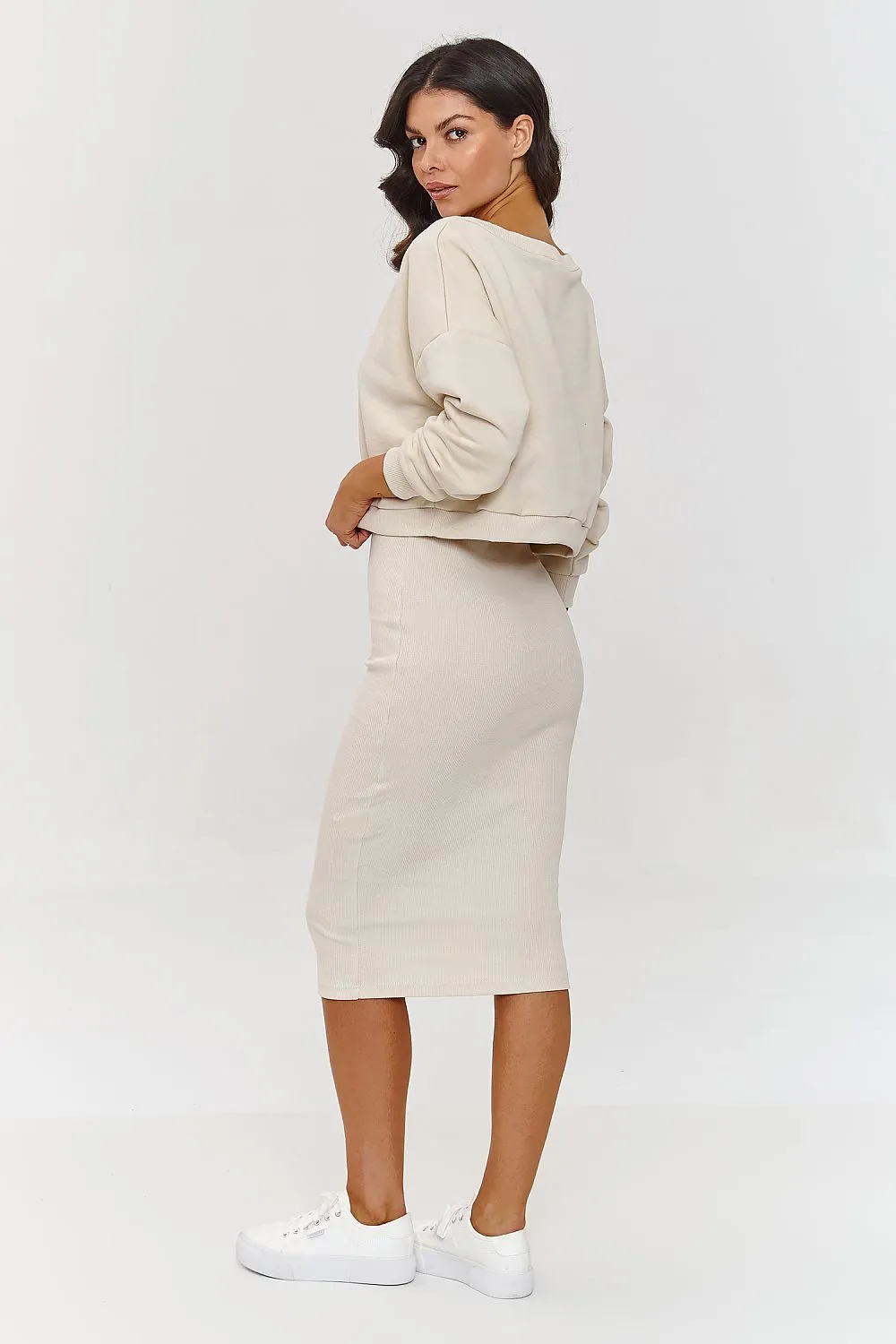 Draped V-Neck Midi Dress Set