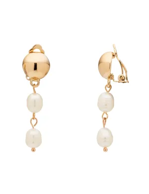 DUO PEARL DROP CLIP ON EARRINGS