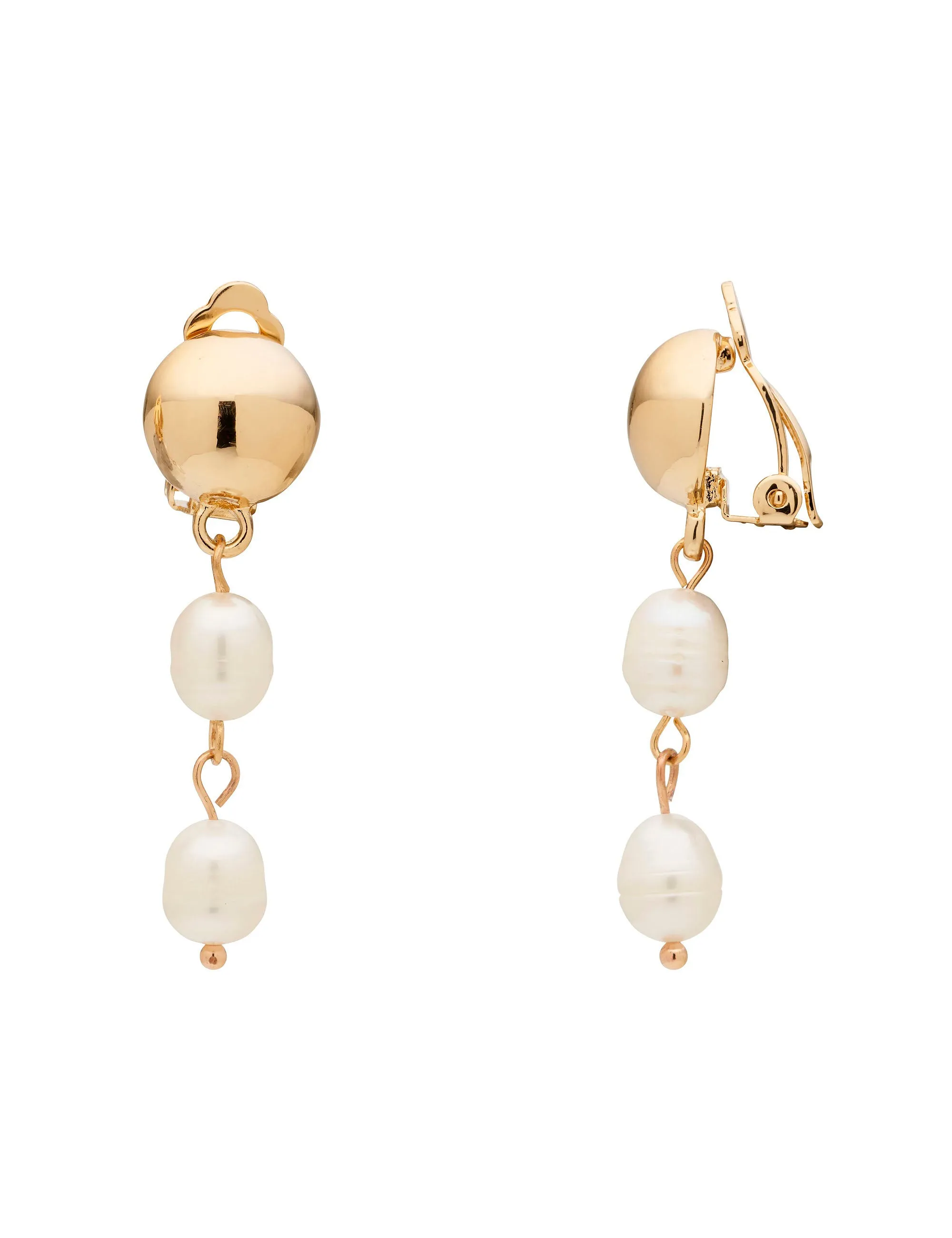 DUO PEARL DROP CLIP ON EARRINGS