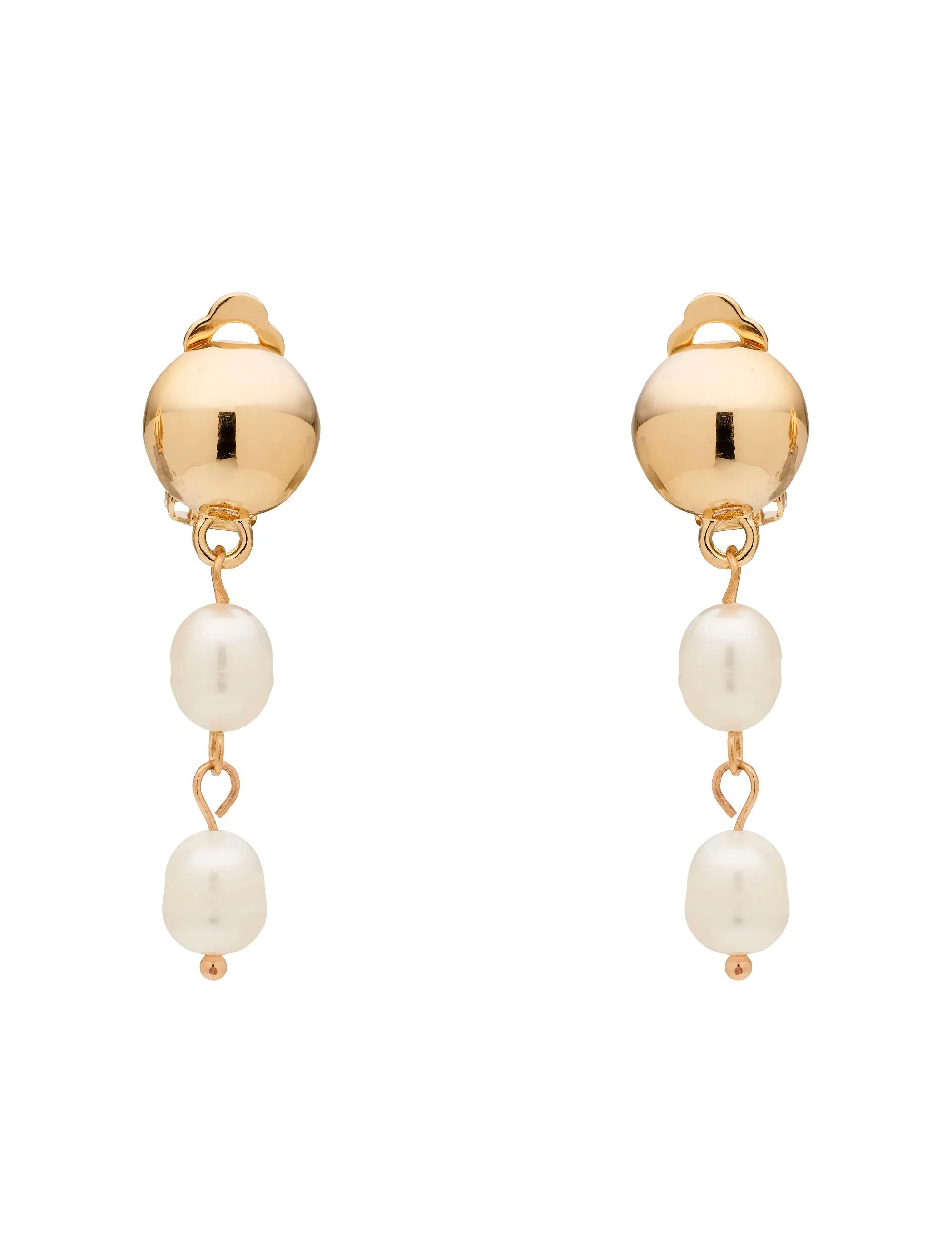 DUO PEARL DROP CLIP ON EARRINGS