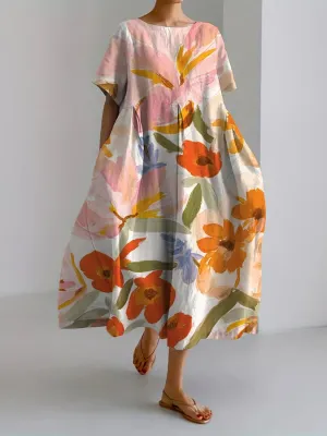 Dyana - Women's Retro Botanical Floral Print Casual Dress Loose Dress