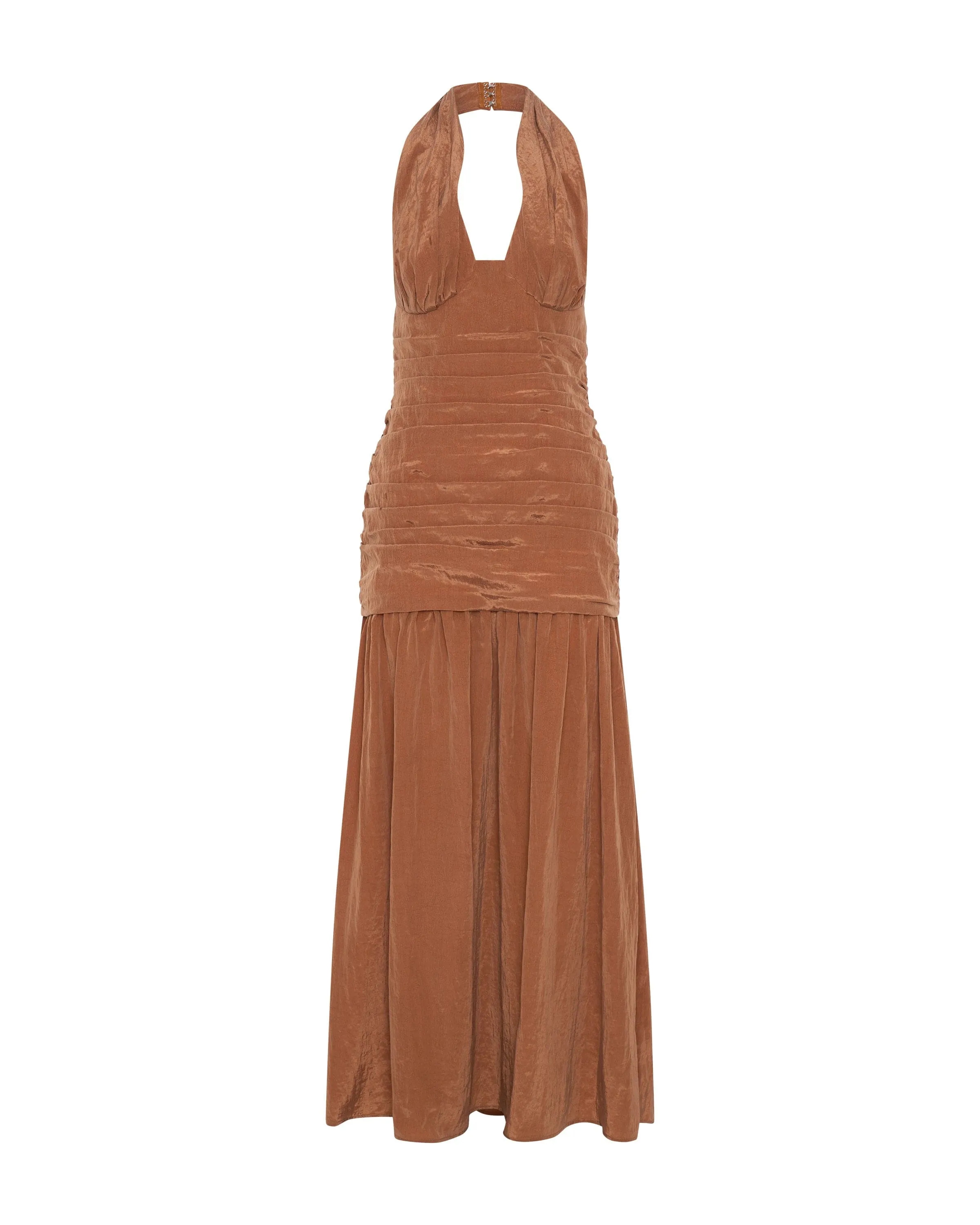 ECLIPSE HALTER DRESS | RUST