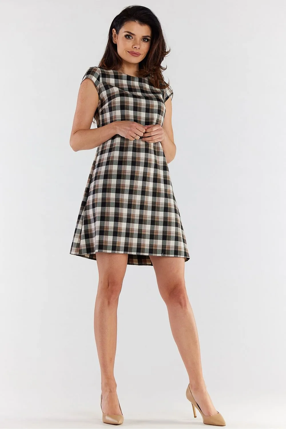 Elegant Checkered Loose Mini Dress