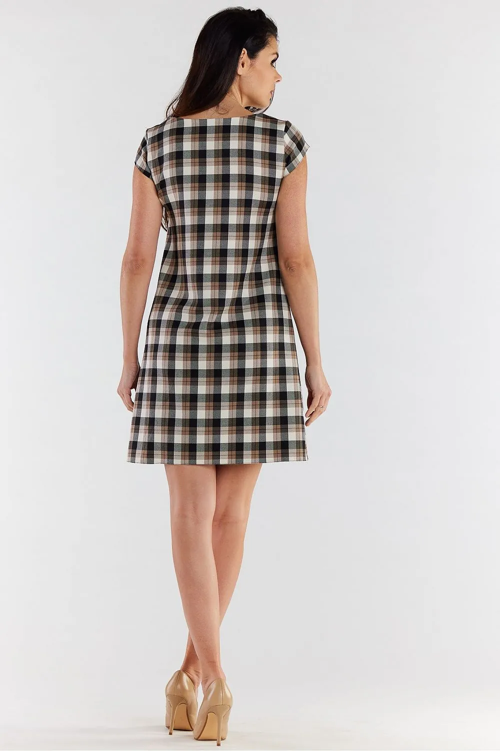 Elegant Checkered Loose Mini Dress